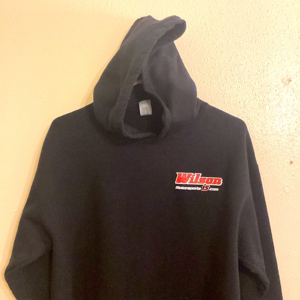 Men’s Wilso Motorsport Racing Black Hoodie Sweatshirt Size Medium